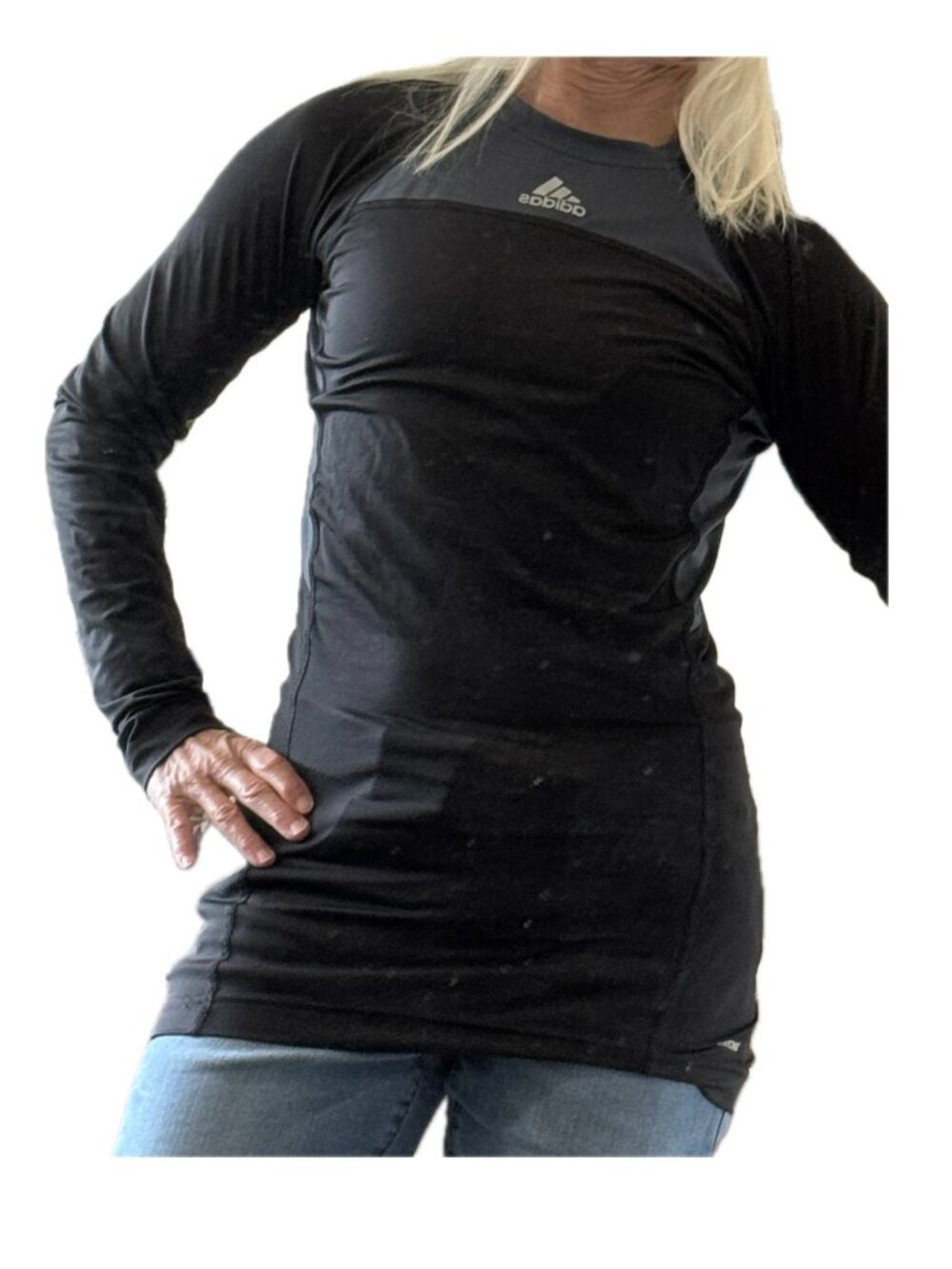 Adidas Long Sleeve Sport T Techfit Black Gray Sz M